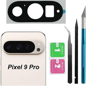 Pixel 9 Pro Rear Back Camera Glass Lens Replacement Part for Google Pixel 9 Pro Back Camera Lens with Adhesive Pre-Installed and Repairing Toolkits