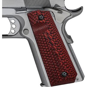 Cool Hand 1911 G10 Grips, Full Size (Government/Commander), Black Screws Included, Big Scoop, Ambi Safety Cut, New Generation OPS Texture, Cherry, H1-JV-6