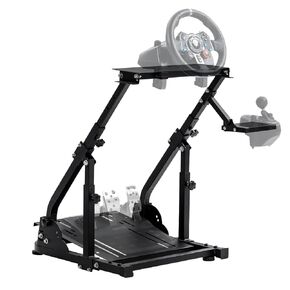 Supllueer Racing Steering Wheel Stand with Double Arm Reinforcing Bar Support fit for Logitech,Thrustmaster, G25 G27 G29 G920 G923 T300RS, Sim Racing Frame, No Wheel Pedal Shift Seat