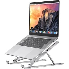 Adjustable Aluminum Laptop Stand, 7-Level Ergonomic Riser for Desk, Foldable Ventilated Laptop Holder for 9-15.6 Inch Devices, Portable Computer Stand