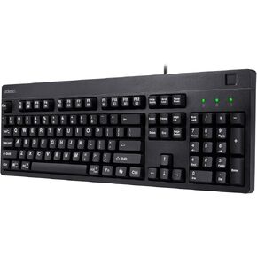 TAA Compliant Fingerprint Keyboard with AES 256 Encryption USB Wired Full Size 104 Key Layout Windows Hello Compatible Made in Taiwan for Government Business Education AKB-630FB-TAA