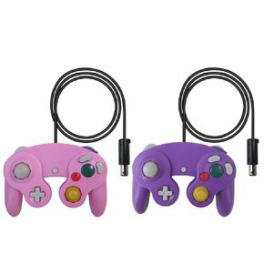 Hevituwhe New 2 Pack Controller, For Nintendo GameCube/Wii U Console Wired Controller Gamepad (Pink & Purple)