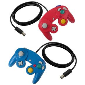 Hevituwhe New Classic Wired Controller Console Gamepad for Wii Nintendo Gamecube, Compatible with Switch/PC/Wii U Controller, Christmas Birthday Holiday Gift, (Red & Light Blue)