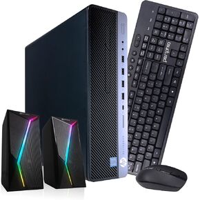 HP Elitedesk 800G4 PC | Windows 11 Pro | Intel I5-8500 | 16 جيجابايت ذاكرة الوصول العشوائي 1 تيرابايت SSD | New Dual 24 "LCDs | مكبرات الصوت RGB | كمبيوتر المنزل أو المكتب | WIFI 6 AX200 + BT (متجدد) in Kuwait