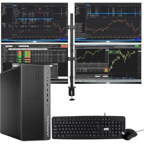 TechMagnet Trading Desktop PC, Intel Core i7 9th Gen, 16GB RAM, 512GB SSD + 4TB HDD, 4 New 24" LED Monitors, 2 Network Cards, Trading Platform Support, MTG Keyboard & Mouse Win 11 (Renewed)