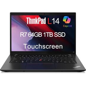 Lenovo ThinkPad L14 14" FHD Touchscreen Business Laptop ( AMD Ryzen 7 5825U, 32GB RAM, 1TB SSD, 8-Core (Beats i7-1165G7)), Backlit, 1080p RGB Webcam, Ethernet, Wi-Fi 6, Win 11 Pro w/ AI Copilot