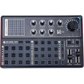 Audio Mixer, External Sound Card for Phone Computer 7 Vibrant LED Colors 12 Modes, 20 Sound Effects, and 4 Voice Modes, Soundboard for Streaming, Live, Content Creators