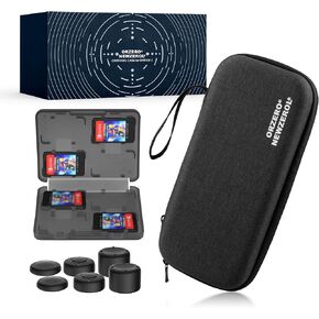 Orzero (8 in 1) Carrying Case Compatible for Switch 2 2025, with Thumb Grip Caps and Total 20 Game Cards Organizer Accessories Protective Hard Portable Travel Case Soft Lining - Black