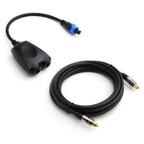 BlueRigger 1x2 Toslink Splitter with Premium Toslink Cable (15FT) - 1 Male Input 2 Female Output - with 24K Gold Plated Connectors (for Home Theatre, Xbox, Playstation etc.)