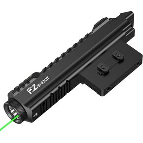 Ezshoot 2400 Lumens Rifle Laser Light Combo ، مصباح يدوي للبندقية القابلة لإعادة الشحن متوافق مع Picatinny و M-rail ، شعاع ليزر الضوء الأخضر التكتيكي للبندقية مع وضع القوي
