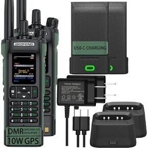 BAOFENG DM32 DMR Handheld Radio with USB-C Charging, GPS, 10W Long Range Walkie Talkie for Emergency Rescue & Outdoor Sports DM-32UV (1 Pack Black+Back Clip)