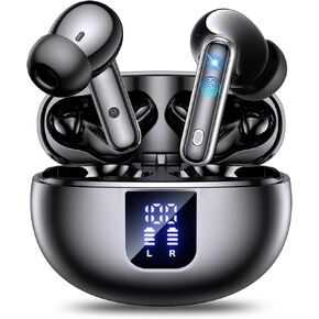 Wireless Earbuds ANC&ENC Bluetooth 5.4 Earphones in Ear Transparency Mode Ear buds with Dual Noise Cancelling Mic, Deep Bass Stereo Sound, 36H Playtime LED Display Wireless Headphones IP7 Waterproof