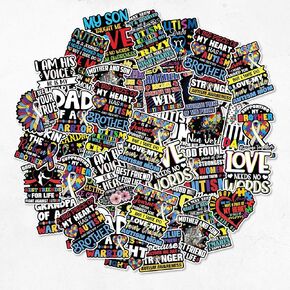 99 Pcs Autism Awareness Stickers Pack, Outdoor Adventure Stickers and Decals, Vinyl Waterproof Travel Hiking Stickers for Water Bottles Laptop Luggage Cup Surfboard, Handy Scrapbook Stickers