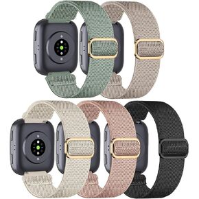 5 Pack Elastic Nylon Watch Band Compatible with Amazfit Bip 6/ Bip 5/Gtr 4/Gtr 3/Gtr 2/47mm/Balance, 22mm Elastic Watch Strap for Men and Women