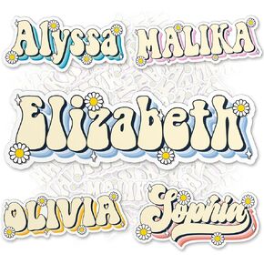 Custom Name Sticker Decal Personalized Name Stickers 90s Cute Aesthetic Die-Cut Waterproof Vinyl Sticker for Laptop Water Bottle Phone Case Decor Decal Stuff Gift Idea Boy Girl Adults Kid