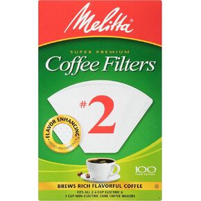 Melitta #2 Cone Coffee Filters, White, 100 Count