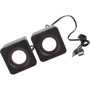 مكبرات الصوت Acouto الكمبيوتر USB Stereo 3.5mm سلكية مكبر صوت لسطح الكمبيوتر المحمول كمبيوتر الكمبيوتر الشخصي للكمبيوتر مكبرات صوت بلاستيكية أسود (الأذنين)