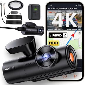 [ Bundle-4 Items: Vantrue N4 Pro 4K 3CH +CPL + Hardwire Kit+ Remote Control ] True 4K Wi-Fi 3-Channel Dashcam, IMX678 Night Vision, HDR, Voice Control, GPS Cam for Uber Drivers