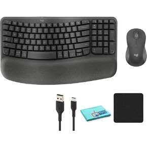 Logitech Wave Keys MK670 Combo - Wireless Keyboard and Wireless Mouse Bundle Including: Type-C Cable, Mouse Pad, Cloth
