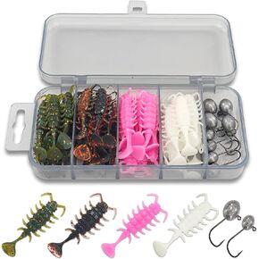 Worm Shape Soft Fishing Lures, 48PCS Soft Plastic Fishing Lures Paddle Tail Swimbaits, Bass Fishing Bait for Trout Walleye Crappie