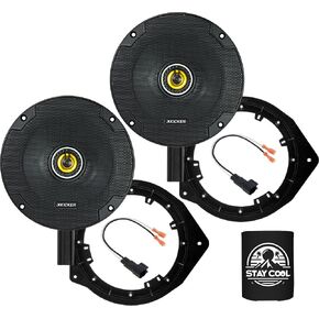 KICKER Speakers 6.5 inch for Chevrolet Silverado 1500 2015-2021 Upgrade Kit - Pair of CS Series with Adapters and Harness, Rear Door Speaker for Chevy 1500 LD/2500 HD/3500 HD (Crew Cab) 46CSC654