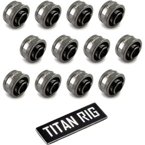 XSPC G1/4 "to 1/2" معرف ، 3/4 "OD Compression Fitting V2 للأنابيب الناعمة ، الكروم الأسود ، 12 حزمة