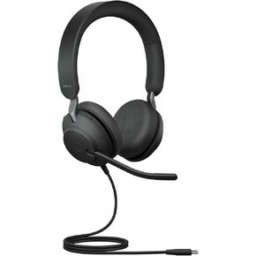 Jabra Evolve2 40 SE Wired - Extended USB-C Cable, Noise-Cancelling Stereo Headset With 3-Mic Call Technology - Works with all Leading Unified Communications Platforms such as Zoom, Google Meet - Black