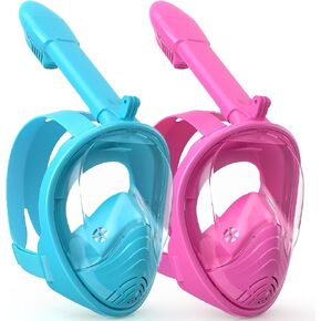 Snorkeling Gear for Kids, Full Face Snorkel Mask Kids with Breathability No Leakage, Kids Snorkel Set for Ages 6-14 with Adjustable Strap Camera Mount and Mesh Bag (Green) in Saudi Arabia
