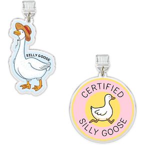 Set 2Pcs Certified Silly Goose, Silly Goose Kindle Charms Dust Plug Charm 1.5 Inches Funny Duck Humorous Joke Sarcastic Snarky Animal Quote Lightning/Type C Acrylic Material Accessories for E-Reader