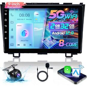 8Core 2G+32G Car Stereo Radio for Honda CRV 2012-2016,5G WiFi 48-EQ DSP 10" IPS Touchscreen GPS Player Headunit with Carplay Android Auto Radio Bluetooth FM/RDS Mirror Link SWC Backup Camera