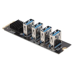 4 Ports PCIE 1X USB 3.0 Expansion Card with Heat Sink for Stable Data Output, MetalPlastic Material - Compatible with Various Operating Systems