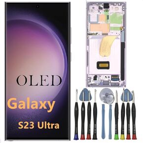 OLED GALAXY S23 استبدال الشاشة Ultra لـ SAMSUNG S23ULTRA 5G DISPACK Touch Screen Digitizer Assembly S918U S918B/DS S918U1 S918W S918E LCD Support Phunsprint و S-PEN (مع إطار أخضر+أدوات)