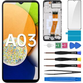 for Samsung Galaxy A03 Screen Replacement with Frame LCD Display Touch Digitizer Full Assembly Fix Glass with Repair Tools Kit SM-A035F (A035F A035M)