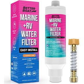 Better Boat 2 Pack Inline RV Water Filter, NSF Certified, Marine Grade, for Hose, Campers, and Garden, Includes Flexible Protector