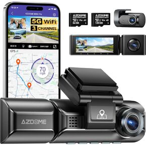 AZDOME M550 Pro 3 Channel Dash Cam with AZDOME 128GB TF Card