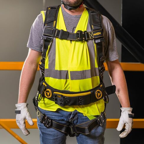 Guardian 21035 Cyclone Construction Harness with QC Chest/QC Leg/TB Waist Belt/Side D-Rings, Black/Yellow in Saudi Arabia