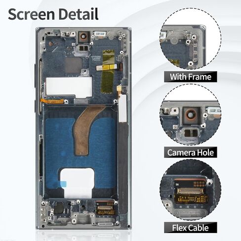 OLED for Samsung S22 Ultra 5G Screen Replace for Samsung Galaxy S22 Ultra 5G SM-S908U LCD Screen Touch Digitizer Frame for SM-S908U1 شاشة العرض الأسود (الإصدار الأمريكي مع بصمات الأصابع) in Kuwait