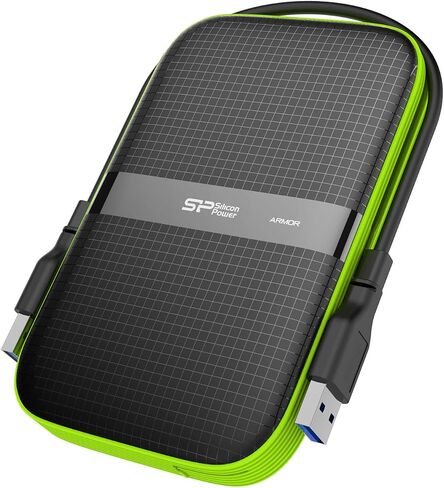 Silicon Power 1TB Armor A60 Shockproof Portable Hard Drive - USB3.0 - Black/Green Edition in Saudi Arabia