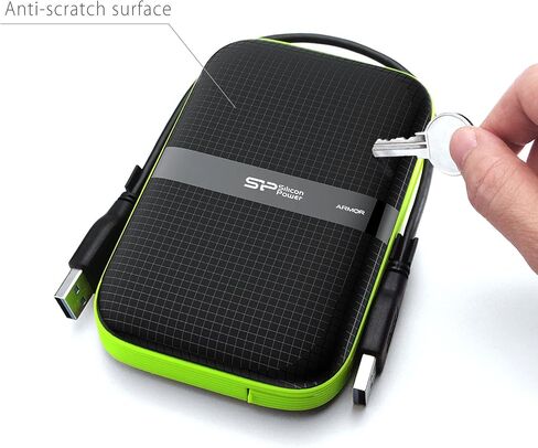 Silicon Power 1TB Armor A60 Shockproof Portable Hard Drive - USB3.0 - Black/Green Edition in Saudi Arabia