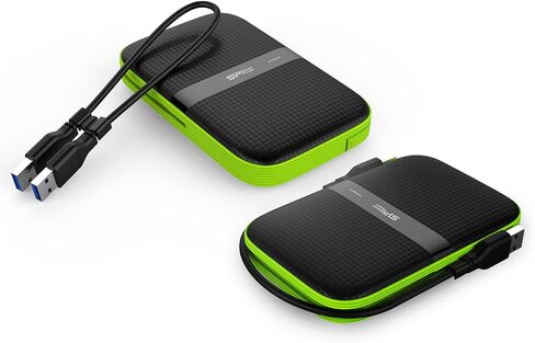 Silicon Power 1TB Armor A60 Shockproof Portable Hard Drive - USB3.0 - Black/Green Edition in Saudi Arabia