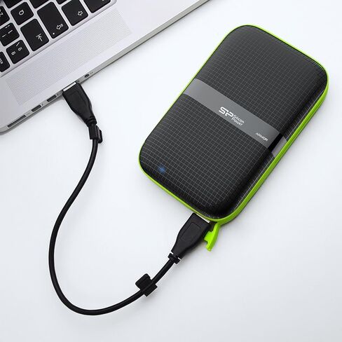 Silicon Power 1TB Armor A60 Shockproof Portable Hard Drive - USB3.0 - Black/Green Edition in Saudi Arabia