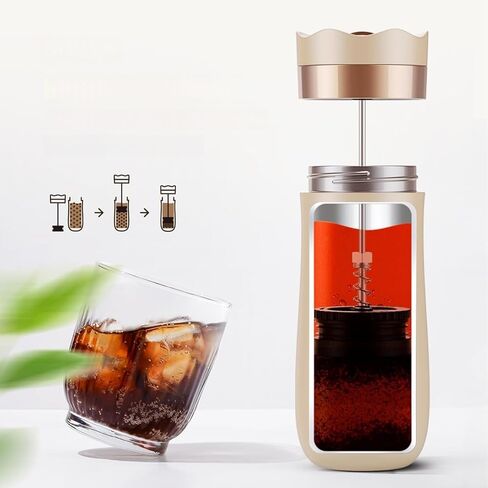 Travel French Press Coffee Maker 12oz Portable French Coffee Maker Stainless Steel Coffee Mug Great for Camping and Traveling in Kuwait