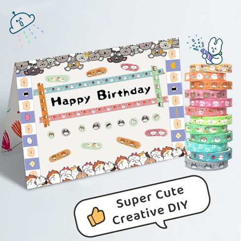 WAPETASHI 50 Rolls Washi Tape Set, Silver Cute Washi Tape for Scrapbooking, Bullet Journal, Planner, Gift, Rainbow Masking Decorative Tape for Kids in Kuwait