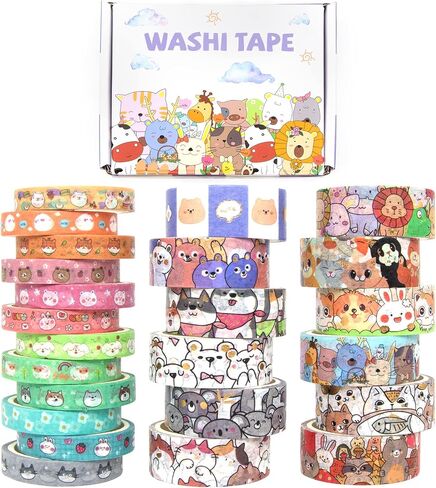 WAPETASHI 50 Rolls Washi Tape Set, Silver Cute Washi Tape for Scrapbooking, Bullet Journal, Planner, Gift, Rainbow Masking Decorative Tape for Kids in Kuwait