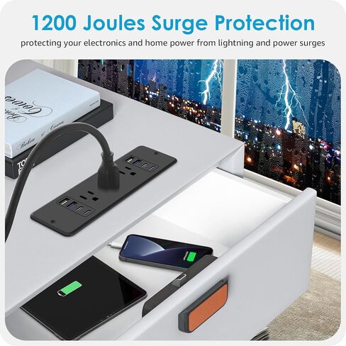 HHSOET 14 in 1 Fast Charging Recessed Power Strip, 20W Furniture Power Outlet, Flush Mount Surge Protection with 6 AC Plugs, 4 USB-A and 4 USB-C, 6ft Power Cord. (Black) in Kuwait