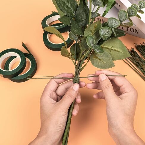 NESCCI Flower Tape,Floral Tape for Bouquets,12 Rolls of 1/2 "Wide Dark Green Flower Tape,Used for Wrapping Bouquet Stems and Flower Crafts,Wedding Bouquet (Dark Green, Size 264) in Saudi Arabia