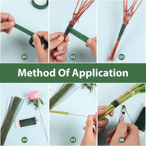 NESCCI Flower Tape,Floral Tape for Bouquets,12 Rolls of 1/2 "Wide Dark Green Flower Tape,Used for Wrapping Bouquet Stems and Flower Crafts,Wedding Bouquet (Dark Green, Size 264) in Saudi Arabia