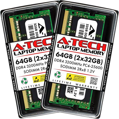 A-Tech 64GB Kit (2x32GB) RAM for Dell G5 15 SE 5505 Gaming Laptop | DDR4 3200MHz PC4-25600 SODIMM 2Rx8 1.2V 260-Pin Non-ECC SO-DIMM Memory Upgrade in Kuwait