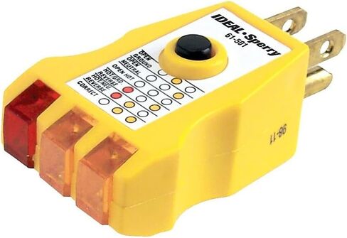 IDEAL INDUSTRIES INC. 61-035 E-Z جهاز فحص الدائرة الكهربائية، 120 فولت تيار متردد، عالي التحمل، أصفر in Saudi Arabia