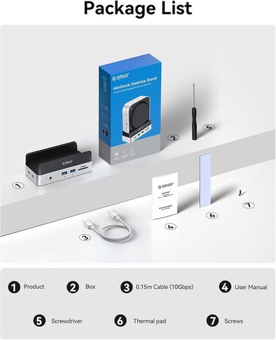ORICO MiniDock Mac mini M4 Dock and Stand with M.2 SSD Enclosure (SSD NOT Included) for Mac mini M4 and M4 Pro 2024, 2xUSB A 10Gbps, SD/TF Card Slots, 3.5mm Audio (VSE) in Saudi Arabia